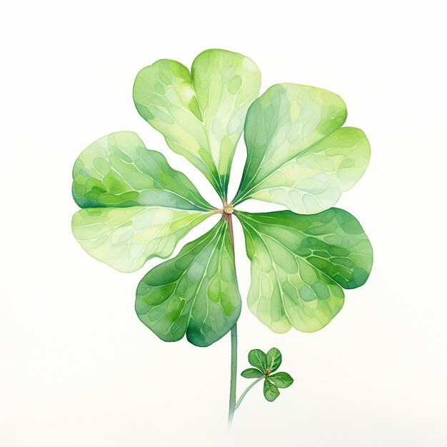 Photo four leaf clover watercolor on white