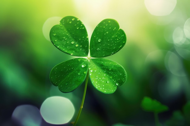 A four leaf clover with water droplets on it generative AI