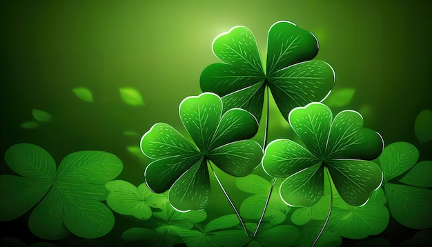 Four leaf clovers on a green background