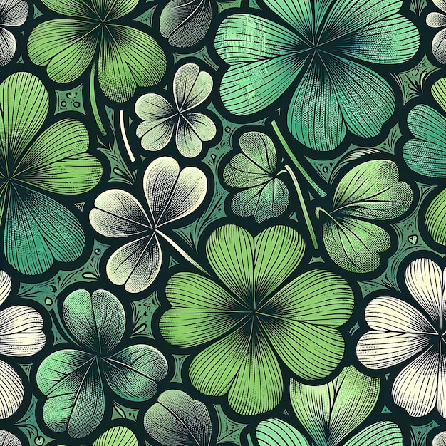 four leaf clovers seamless pattern