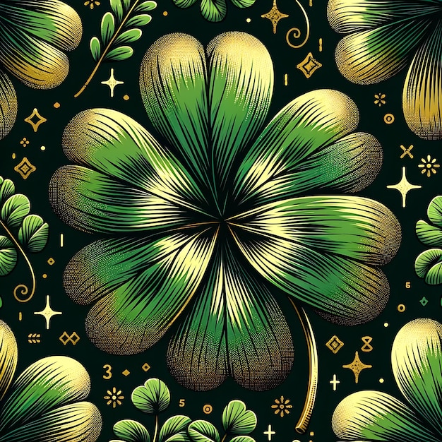 four leaf clovers seamless pattern