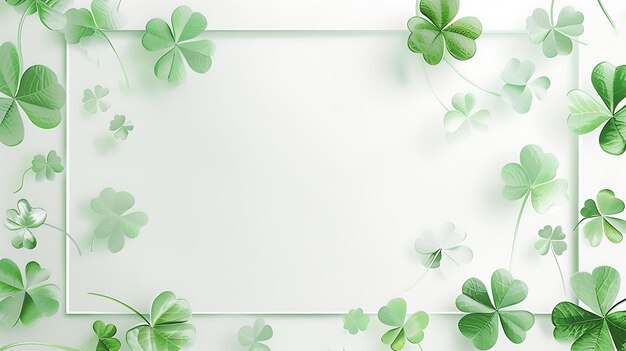 Photo four leaved greenery clover and shamrock saint patricks background