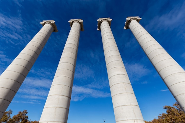 Four massive columns in Barcelona of Spain