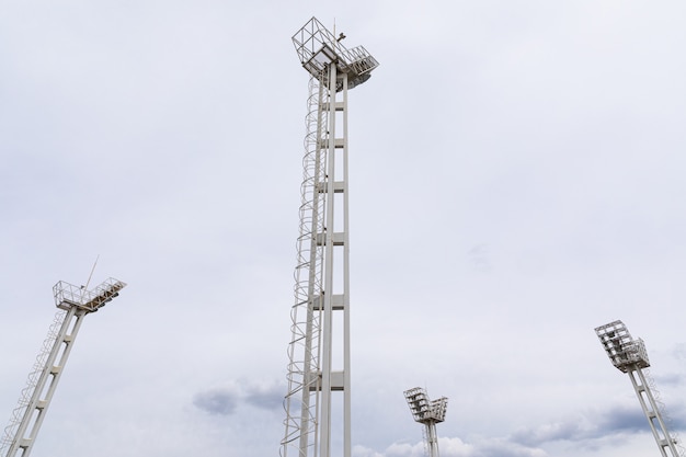 Four mighty modern stadium lightning construction, sport venue lightning