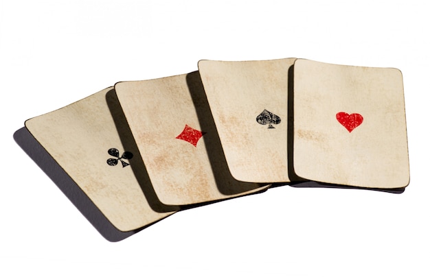 Four old aces cards