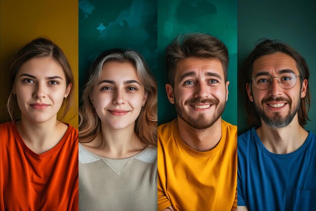 Foto quattro persone sorridono e posano per una foto.