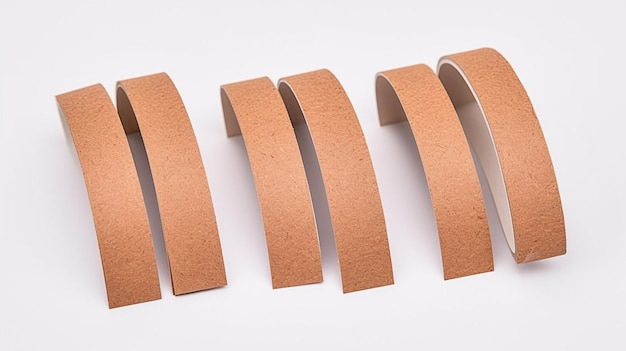 Four pieces strips of brown textured adhesive kraft
