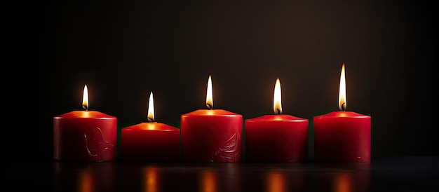 Four red candles displayed against a dark background with ample space for a banner panorama