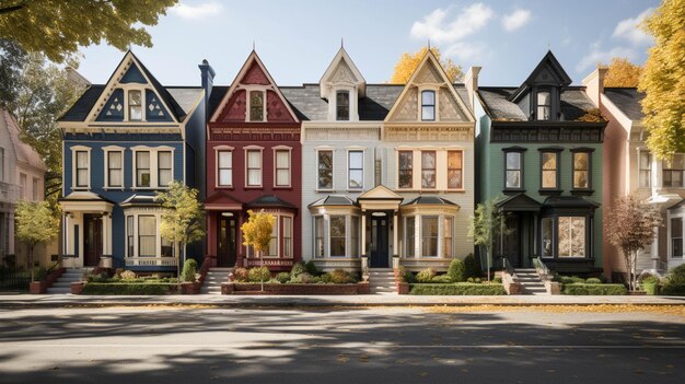 Photo four row houses in a row victorian exterior minimalist modern farmhouse exterior