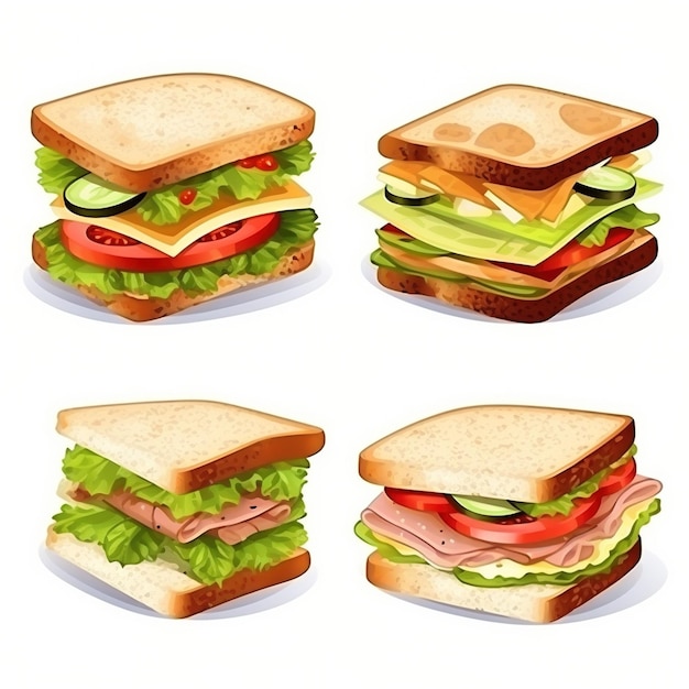 Четыре сэндвича с разными начинками