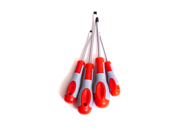 Four screwdrivers isolated on a white background