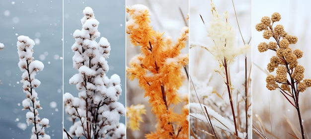 Four seasons collage winter spring summer autumn vibrant vertical divisions of nature photos