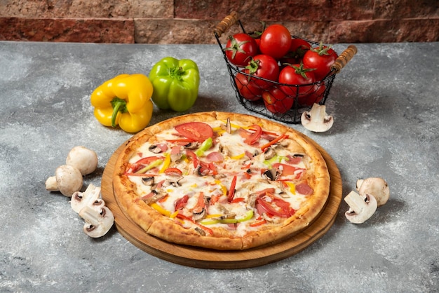 Four Seasons Pizza with ingredients