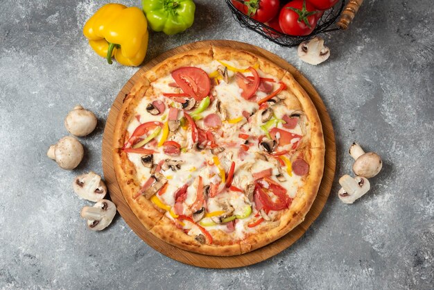 Four Seasons Pizza with ingredients