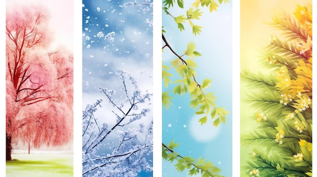 Four seasons of year Set of vertical nature banners