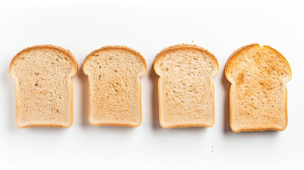 Four slices of bread are arranged in a row