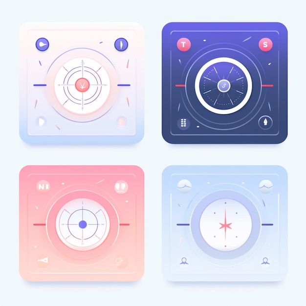 four square icons with a compass and a target on them generative ai