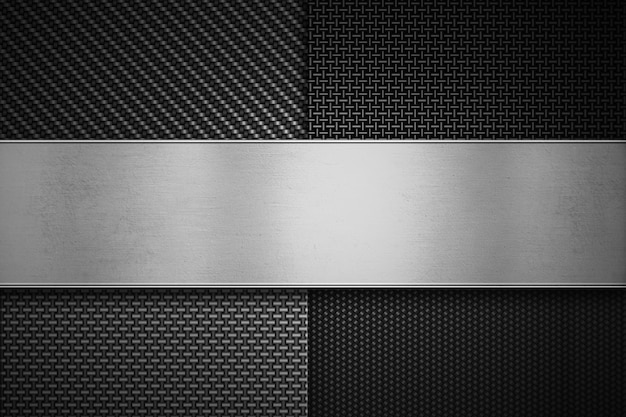 Four types of modern carbon fiber with polish metal plate