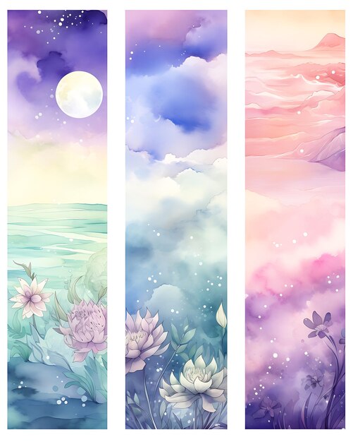 Four Watercolor Banners for FB Pages