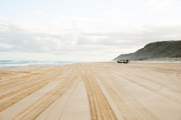 Four Wheel Drive On A Beach In Fraser Islandqueenslandaustraliacopy Space