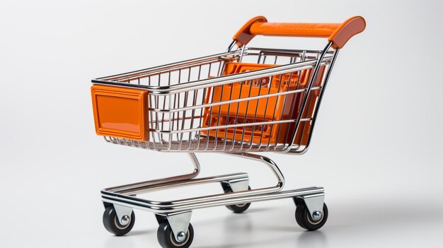 Four Wheel Metal Shopping Trolley on white background