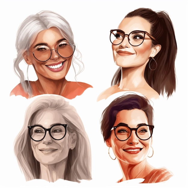 Foto quattro donne con gli occhiali e un sorriso sui loro volti generativo ai