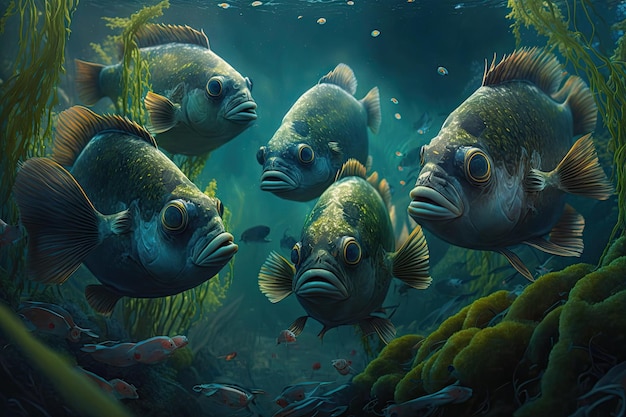 FourEyed Fish Underwater Lush Nature by Generative AI