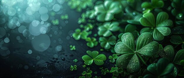 Четырехлистный клевер на Shamrock Фон для Дня Святого Патрика