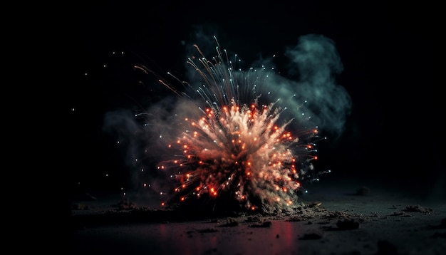 Fourth of July celebration Explosive firework display igniting vibrant colors generated by AI