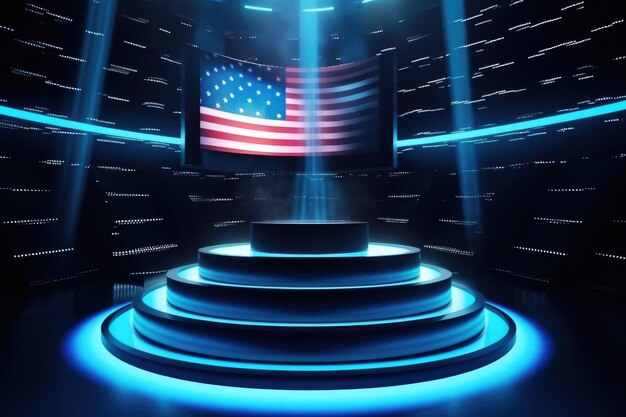 Fourth of July independence day USA display podium Generative AI