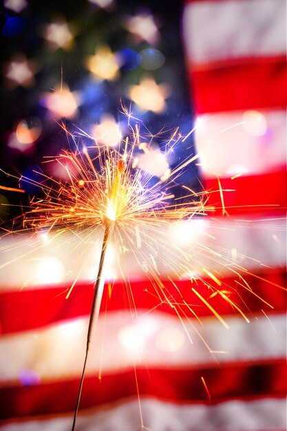 Fourth of july sparkler pyrotechnics july patriotism flag american culture