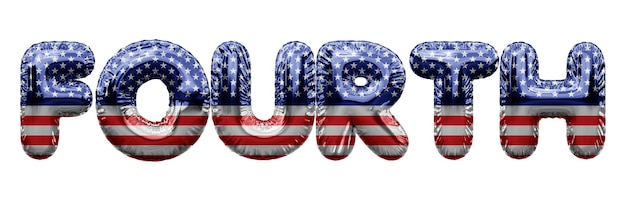 Fourth usa stars and stripes foil balloon word d rendering