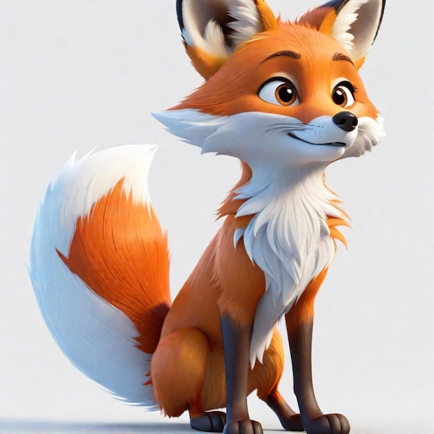 A fox 3d character on a white background