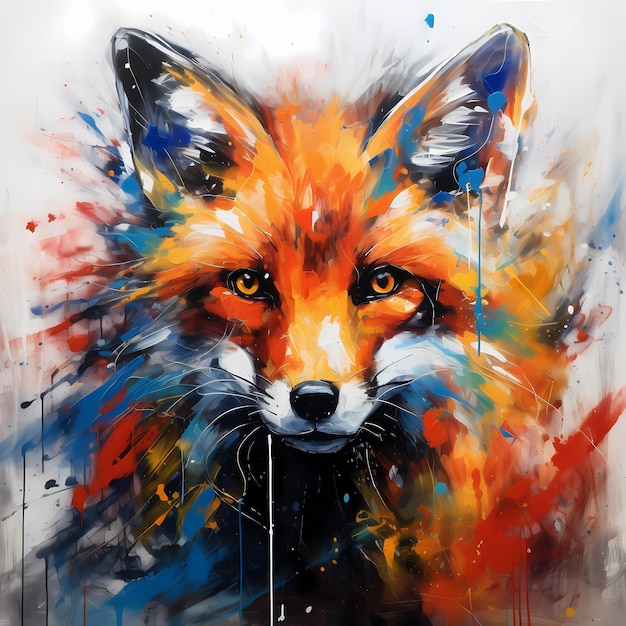 A fox abstract expressionism Generative AI