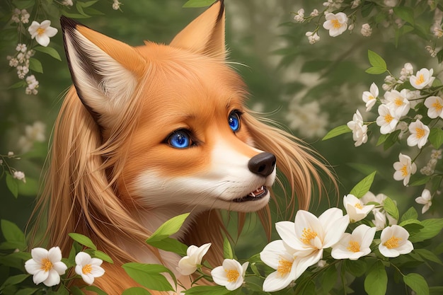 Fox anthropomorphic animal girl illustration generative ai