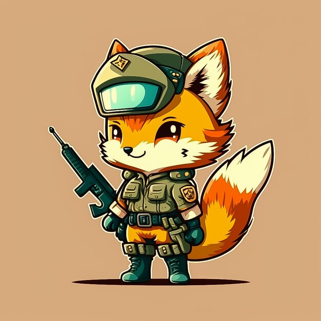 Fox in Armor Holding a Weapon AI generated