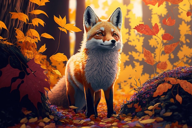 Fox artwork for kids to color in the fall