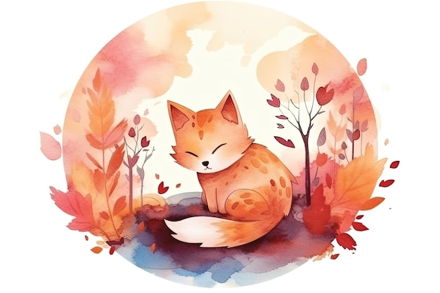 A fox in the autumn forest