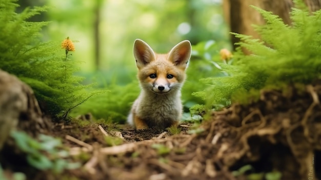 Fox baby fox fennec Generative AI