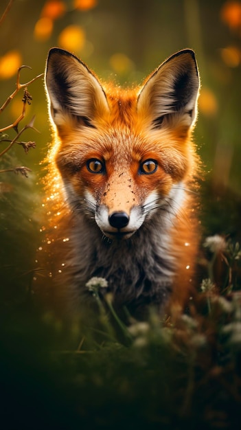 Photo fox background and copy space