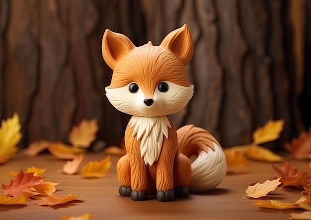 Fox Character craft with isolated studio background