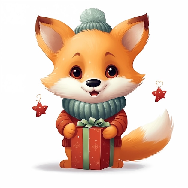 Fox Character with Gift Box