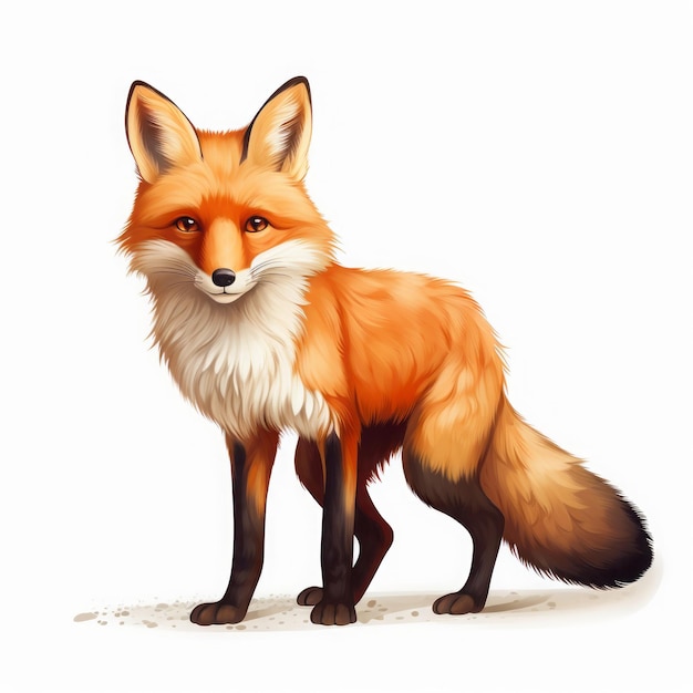 fox color cartoon drawing on white background