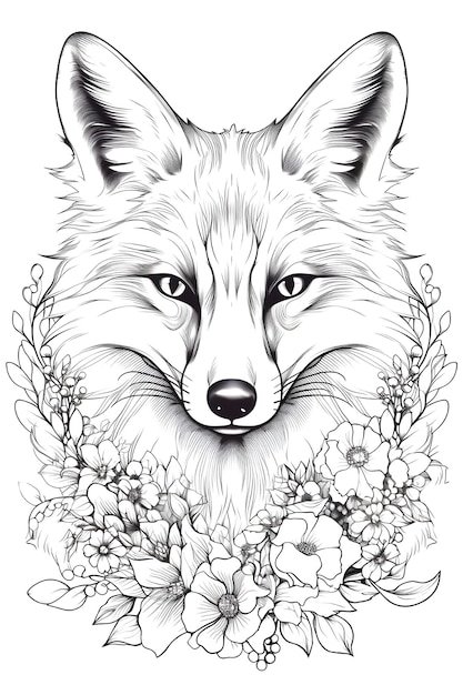 Photo fox coloring pages for adults