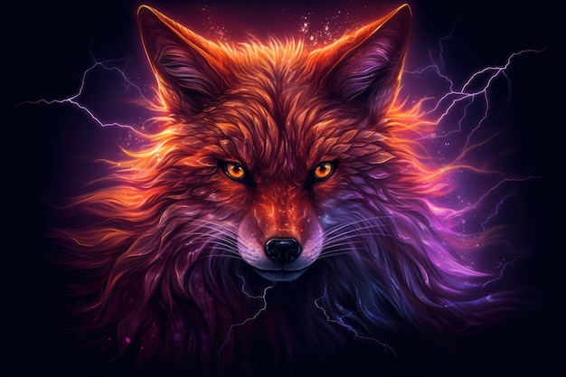 Fox face fiery eyes Generate Ai