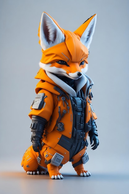 Photo a fox figure with a vest and a vest with the words fox on it.