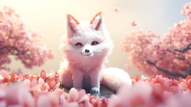 A fox in a flowery landscape