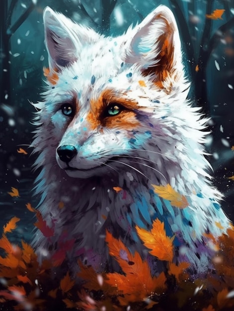 Fox in the forest painting - photo #