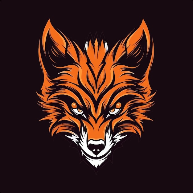 Of fox head on dark background for t shirt