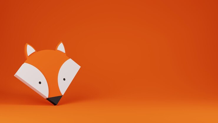 Photo fox head icon. 3d render illustration with copy space